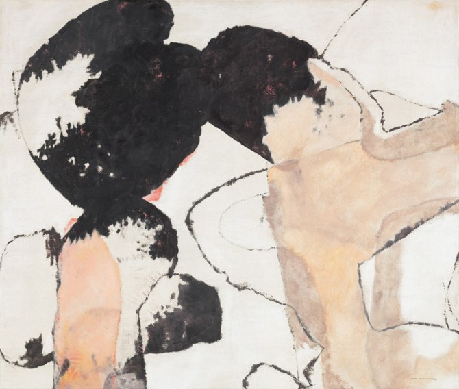 Jock Macdonald, Far Off Drums, 1960, oil and Lucite 44 on canvas, National Gallery of Canada.