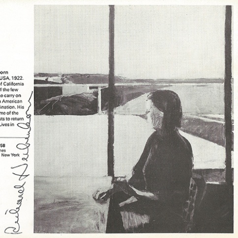 Richard Diebenkorn, Woman in Profile, 1958, Oil on canvas, 68” X 59”. Image, with artist’s signature, from Dunn International catalogue, 1963. 