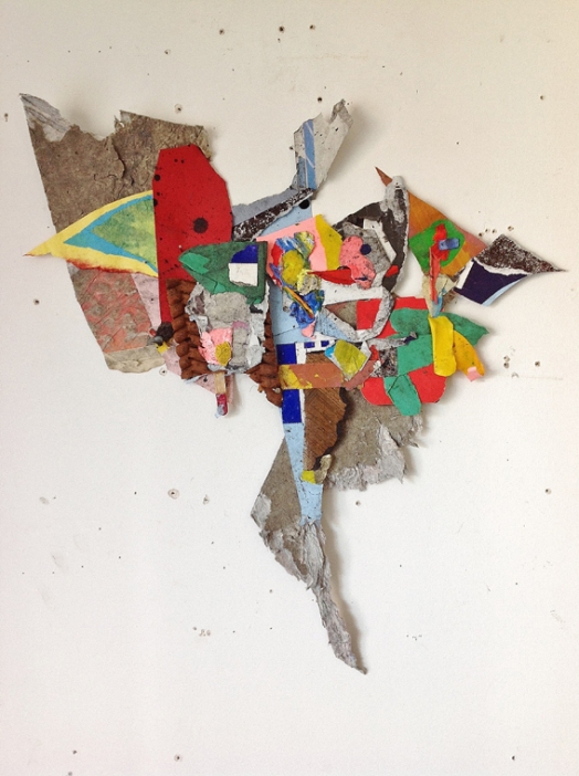 John Bunker, "Geist" 2015. 55cmX50cm, mixed media shaped collage.