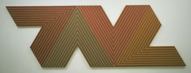 Frank Stella, "Empress of India", 1965, Metallic powder in polymer emulsion on canvas. 77 x 224 in. (195.6 x 569 cm). The Museum of Modern Art, New York; gift of S. I. Newhouse, Jr. © 2015 Frank Stella/Artists Rights Society (ARS), New York. Digital Image © The Museum of Modern Art/Licensed by SCALA / Art Resource, NY. 