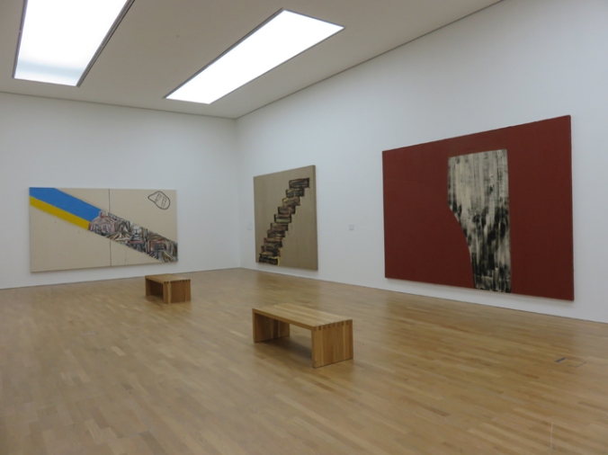 Basil Beattie installation at MIMA, L to R:"Without End", 2005; "Never Before", 2001; "Hinterland", 1995