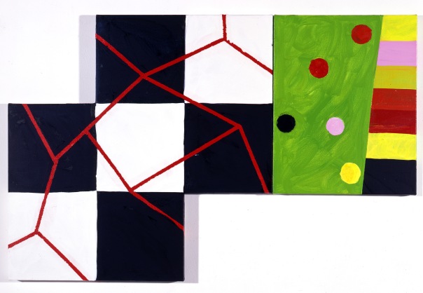 “Music of the Spheres”, 2001, Oil on canvas, 76.2x116.8cm, ©Mary Heilmann; Photo credit: Hauser & Wirth, Courtesy of the artist, 303 Gallery, New York, and Hauser & Wirth 